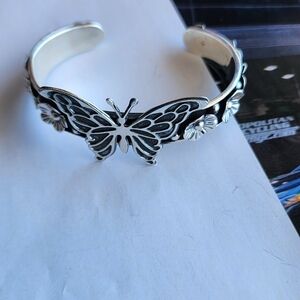 Taxco Sterling Silver Butterfly and Floral Bracelet (.925 SS)
